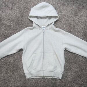 Aritzia Cozy Fleece Heather Cloud White Zip-up Sweater